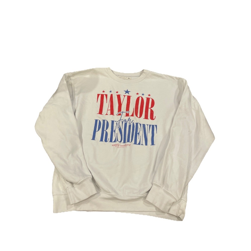Taylor Swift For President Sweatshirt White Long Sleeve Woman's Size XS/S